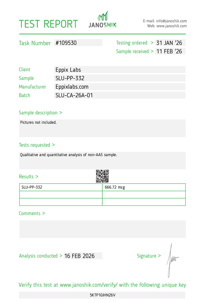 Certificate of Analysis — 500mcg