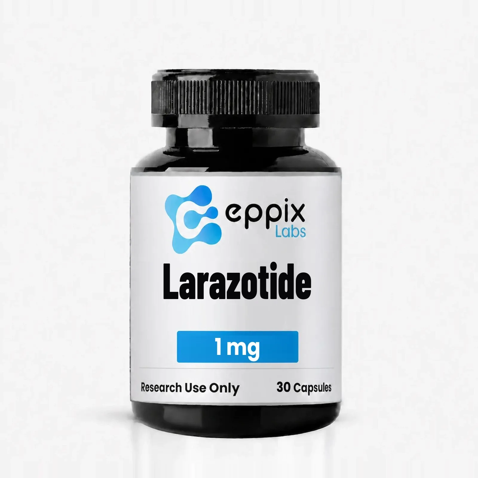 Larazotide 1mg, lyophilized research peptide vial, Eppix Labs